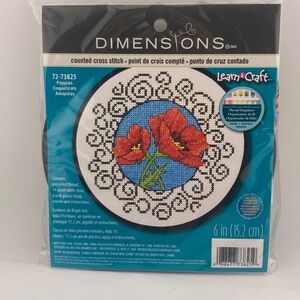 Dimensions Counted Cross Stitch Kit Poppies Flowers Thread Aida Hoop Needle